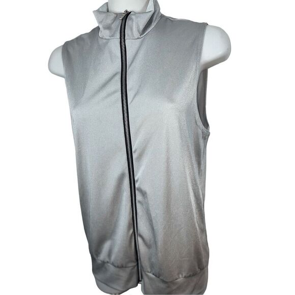 Kelle Metallic Silver Vest Dance Costume Size L Unisex Child Zip Up Kids Youth - Picture 3 of 9